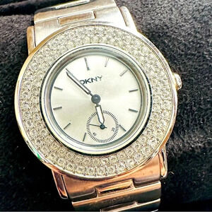DKNY Stainless Steel With Pave Rhinestone/Crystal Watch Style 3495